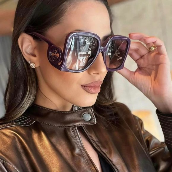 Gucci GG1326S 003 Sunglasses Violet Grey Gradient Oversized Square Women - Picture 1 of 13